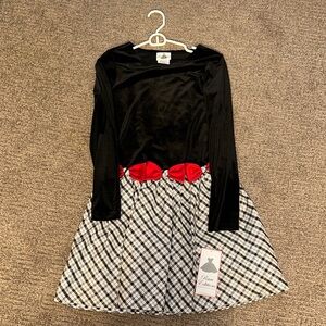Black and White Checkered Kids Costume with Red Accents
